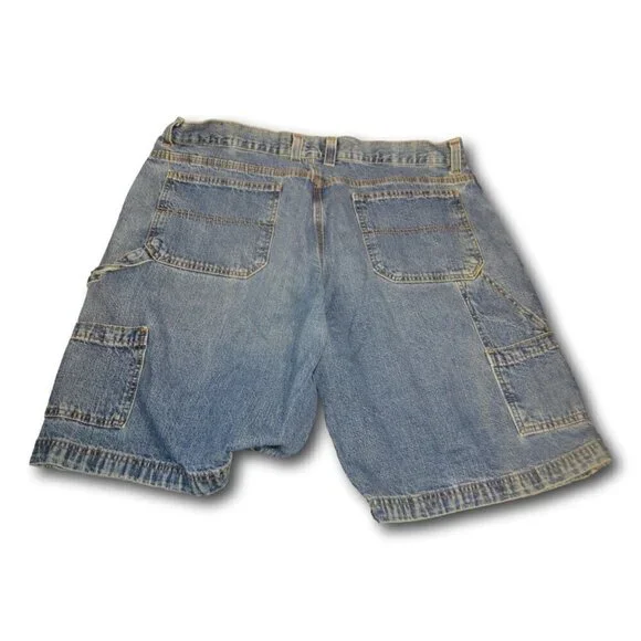 Mens Faded Glory Blue Denim Jean Carpenter Shorts Size: 40 - Picture 2 of 2